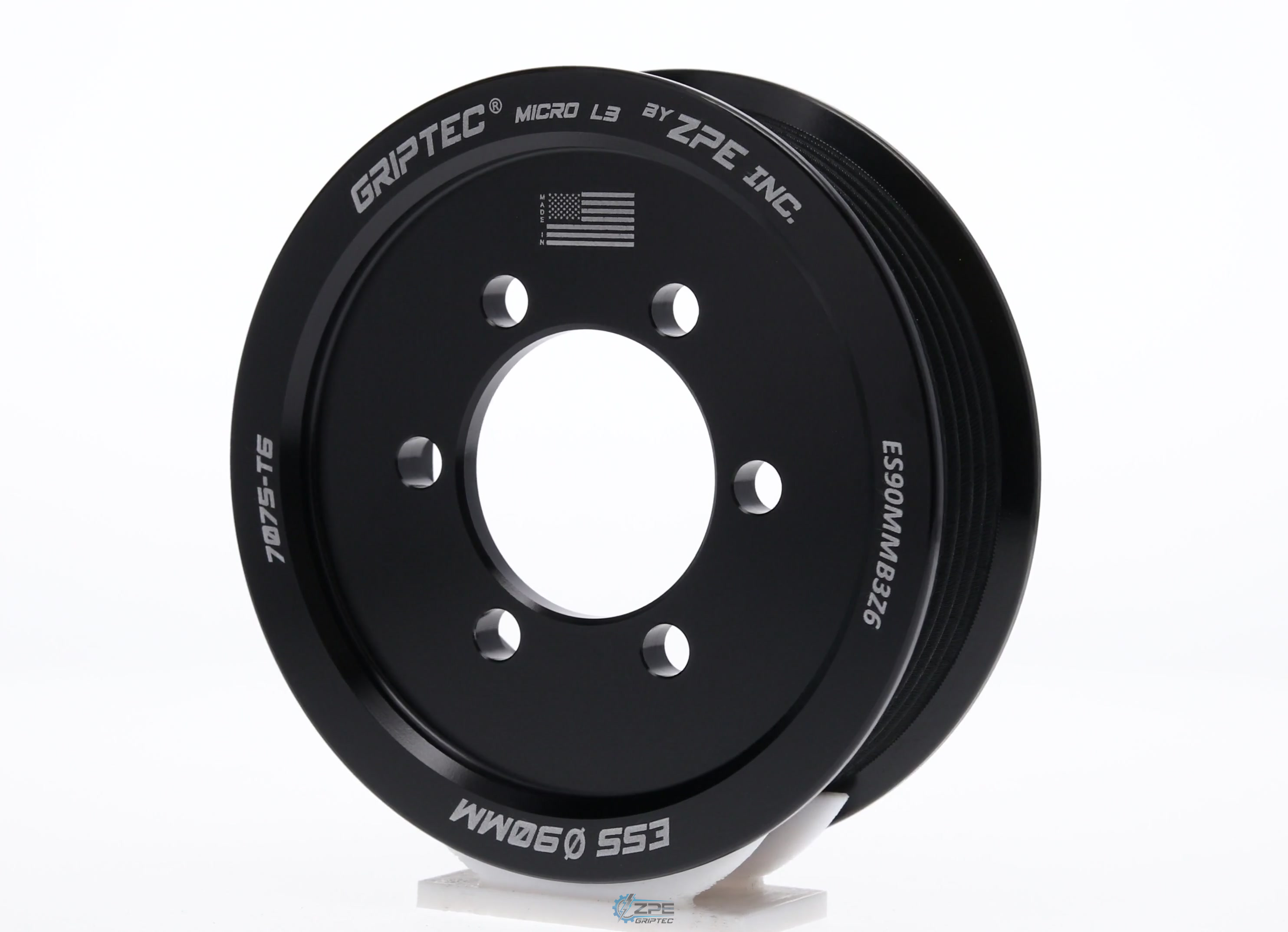 90mm 6 Rib ZPE GripTec® 2pc ESS L3 Black Pulley Only - ZPE